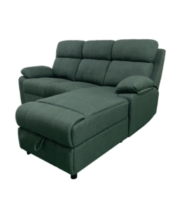 DIVANO ANGOLARE BELLAHOME "KETTY" IN TESSUTO VERDE CON PENISOLA A DESTRA 197X174/93,5X95 CM