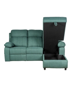 DIVANO ANGOLARE BELLAHOME "KETTY" IN TESSUTO VERDE CON PENISOLA A DESTRA 197X174/93,5X95 CM