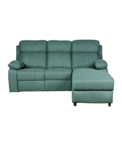 DIVANO ANGOLARE BELLAHOME "KETTY" IN TESSUTO VERDE CON PENISOLA A DESTRA 197X174/93,5X95 CM