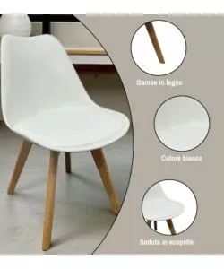SEDIA DA PRANZO BELLAHOME "CASTILLA" BIANCO 48X55X81 CM
