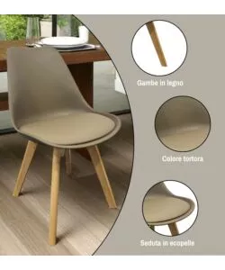 SEDIA DA PRANZO BELLAHOME "CASTILLA" TORTORA 48X55X81 CM