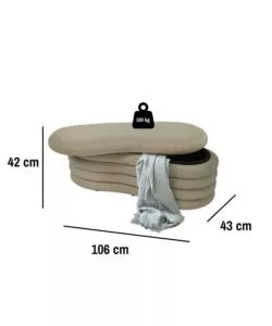 PANCA CONTENITORE BELLAHOME "GOCCIA" BEIGE 106X43X42 CM