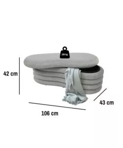 PANCA CONTENITORE BELLAHOME "GOCCIA" GRIGIO 106X43X42 CM