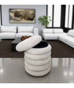 POUF CONTENITORE BELLAHOME AVORIO 38X38X45 CM