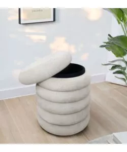 POUF CONTENITORE BELLAHOME AVORIO 38X38X45 CM