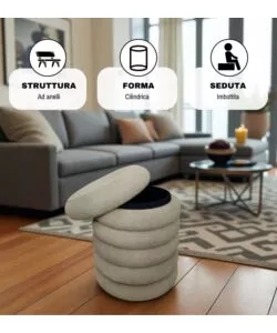 POUF CONTENITORE BELLAHOME BEIGE 38X38X45 CM