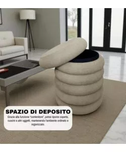 POUF CONTENITORE BELLAHOME BEIGE 38X38X45 CM