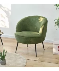 POLTRONA "NORA" IN VELLUTO A COSTE SALVIA 63X71X71 CM