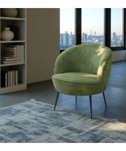 POLTRONA "NORA" IN VELLUTO A COSTE SALVIA 63X71X71 CM
