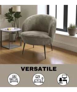 POLTRONA "NORA" IN VELLUTO A COSTE GRIGIO 63X71X71 CM
