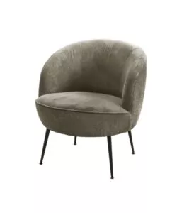 POLTRONA "NORA" IN VELLUTO A COSTE GRIGIO 63X71X71 CM