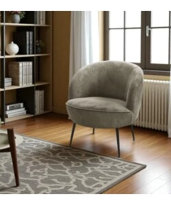 POLTRONA "NORA" IN VELLUTO A COSTE GRIGIO 63X71X71 CM