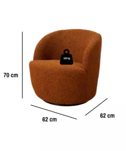 POLTRONA GIREVOLE BELLAHOME "AURA" MATTONE 62X62X70 CM