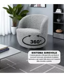 POLTRONA GIREVOLE BELLAHOME "AURA" GRIGIO 65X77X69 CM