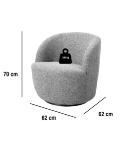 POLTRONA GIREVOLE BELLAHOME "AURA" GRIGIO 65X77X69 CM