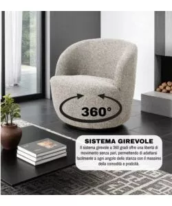 POLTRONA GIREVOLE BELLAHOME "AURA" SABBIA 65X77X69 CM