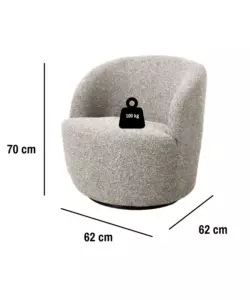 POLTRONA GIREVOLE BELLAHOME "AURA" SABBIA 65X77X69 CM