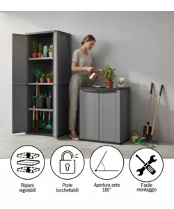 SET 2 ARMADI ALTO E BASSO TERRY IN POLIPROPILENE GRIGIO 68X37,5X85/163,5 CM