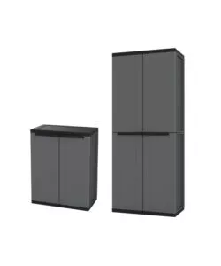 SET 2 ARMADI IN POLIPROPILENE ALTO E BASSO GRIGIO