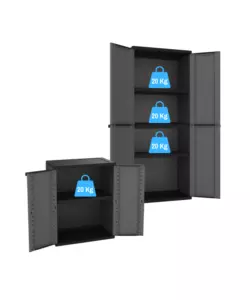 SET 2 ARMADI ALTO E BASSO TERRY IN POLIPROPILENE GRIGIO 68X37,5X85/163,5 CM