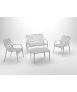 SET DA GIARDINO "HONOLULU" IN POLIPROPILENE GRIGIO 1 DIVANO, 2 POLTRONE E 1 TAVOLINO