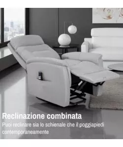 POLTRONA CON RECLINER E ALZATA ELETTRICO BELLAHOME "PRATO" GRIGIO 82X90X108 CM