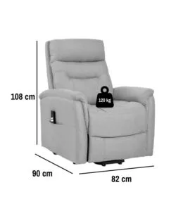 POLTRONA CON RECLINER E ALZATA ELETTRICO BELLAHOME "PRATO" GRIGIO 82X90X108 CM