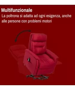 POLTRONA CON RECLINER E ALZATA ELETTRICO BELLAHOME "PRATO" BORDEAUX 82X90X108 CM
