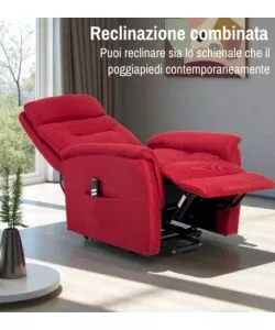 POLTRONA CON RECLINER E ALZATA ELETTRICO BELLAHOME "PRATO" BORDEAUX 82X90X108 CM