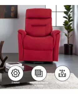 POLTRONA CON RECLINER E ALZATA ELETTRICO BELLAHOME "PRATO" BORDEAUX 82X90X108 CM