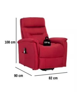 POLTRONA CON RECLINER E ALZATA ELETTRICO BELLAHOME "PRATO" BORDEAUX 82X90X108 CM