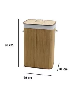 PORTABIANCHERIA IN BAMBÙ DECOR BAGNO NATURALE 40X30X60 CM