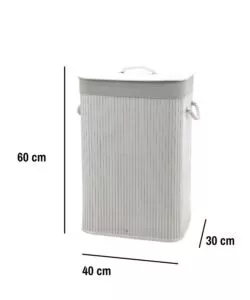 PORTABIANCHERIA IN BAMBÙ DECOR BAGNO BIANCO 40X30X60 CM