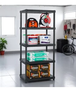 SCAFFALE 5 RIPIANI IN POLIPROPILENE "KRIOS" NERO 90X60X188 CM