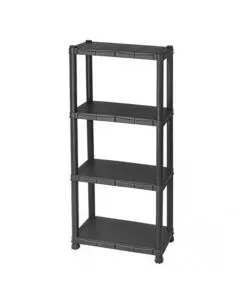 SCAFFALE 4 RIPIANI IN POLIPROPILENE "IPERIONE" NERO 60X30X143 CM