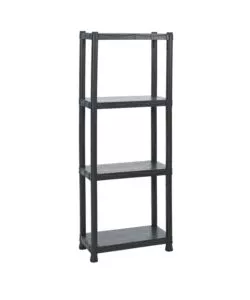 SCAFFALE 4 RIPIANI IN POLIPROPILENE "IPERIONE" NERO 60X30X143 CM