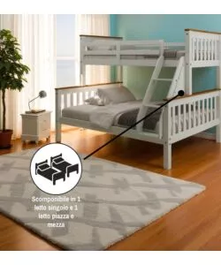 LETTO A CASTELLO BELLAHOME "AVIGNONE" IN PINO MASSELLO BIANCO 202,5X132X155 CM