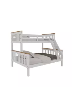 LETTO A CASTELLO BELLAHOME "AVIGNONE" IN PINO MASSELLO BIANCO 202,5X132X155 CM