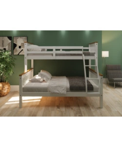 LETTO A CASTELLO BELLAHOME "AVIGNONE" IN PINO MASSELLO BIANCO 202,5X132X155 CM