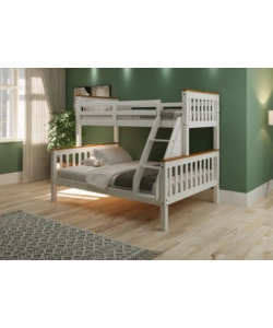 LETTO A CASTELLO BELLAHOME "AVIGNONE" IN PINO MASSELLO BIANCO 202,5X132X155 CM