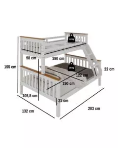 LETTO A CASTELLO BELLAHOME "AVIGNONE" IN PINO MASSELLO BIANCO 202,5X132X155 CM
