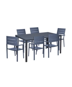 SET DA GIARDINO ESSENZA "SVEN" ANTRACITE 6 SEDUTE E TAVOLO