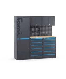 ARREDAMENTO MODULARE GARAGE FAMI "LINEA 391" CON ARMADI 1 ANTA E CASSETTIERE IN LAMIERA ANTRACITE 182,4X49,5X190 CM