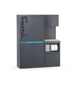 ARREDAMENTO MODULARE GARAGE FAMI "LINEA 391" CON ARMADI A 2 ANTE E MODULO DI SERVIZIO IN LAMIERA ANTRACITE 152X49,5X190 CM