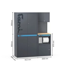 ARREDAMENTO MODULARE GARAGE FAMI "LINEA 391" CON ARMADI A 2 ANTE E MODULO DI SERVIZIO IN LAMIERA ANTRACITE 152X49,5X190 CM
