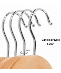 Set 6 grucce in legno naturale 44,5x1,2 cm