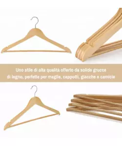 Set 6 grucce in legno naturale 44,5x1,2 cm