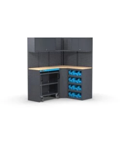 ARREDAMENTO MODULARE GARAGE FAMI "LINEA 391" ANGOLARE IN LAMIERA ANTRACITE 156+125,6X495X190 CM