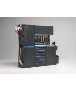 ARREDAMENTO MODULARE GARAGE FAMI "LINEA 391" CON ARMADI A 1 ANTA E CASSETTIERA IN LAMIERA ANTRACITE 182,4X49,5X190 CM