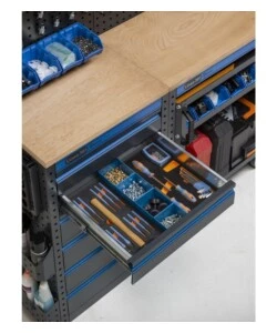 ARREDAMENTO MODULARE GARAGE FAMI "LINEA 391" ANGOLARE IN LAMIERA ANTRACITE 368,8+247,2X49,5X190 CM
